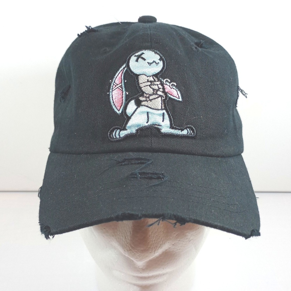 Mu-ka Distressed Bunny Baseball Hat Straitjacket Alt Darkwear Streetwear Cap